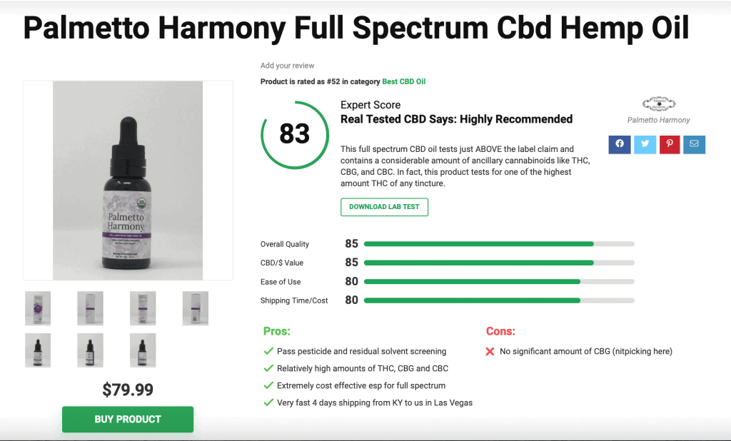 Palmetto Harmony Full Spectrum Cbd Hemp Oil